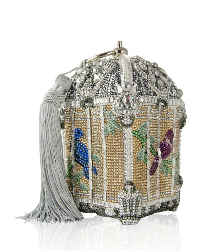 Crystal-Embellished Birdcage Clutch Bag
